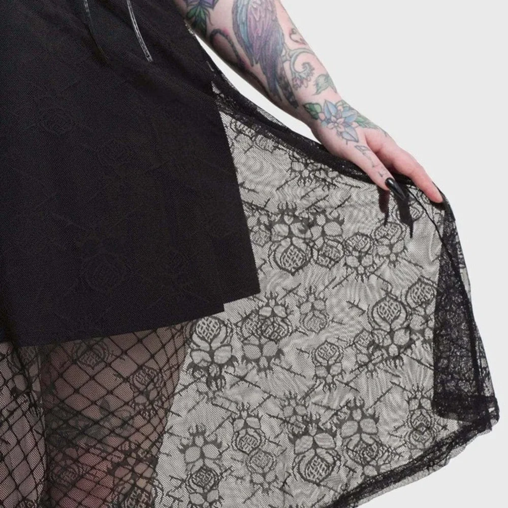 Killstar Anne Arkist Black Skull Lace Midi Goth Sleeveless Dress XL NWT - Picture 13 of 16